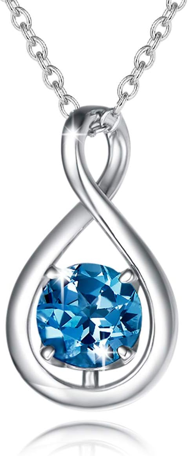 FANCIME Birthstone Necklaces for Women Fine Jewelry Sterling Silver Dainty Infin
