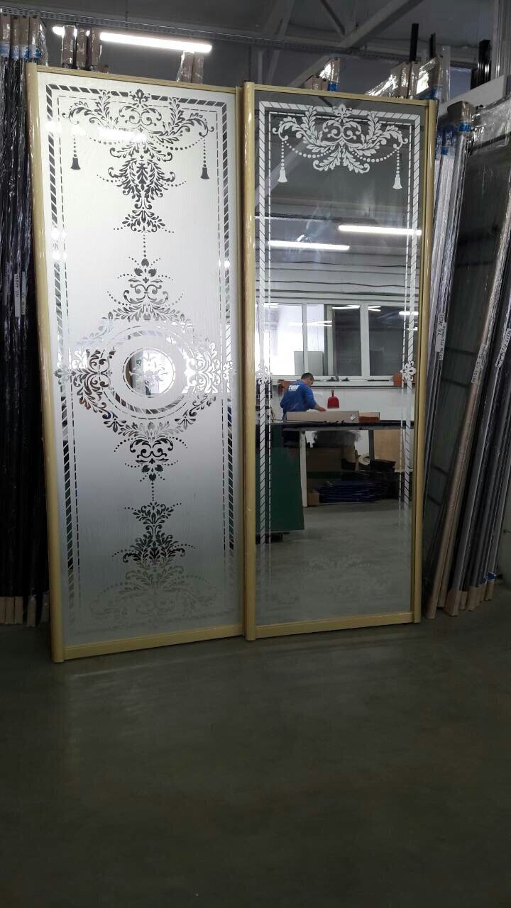 Sliding Wardrobe Mirror Glass Doors. Made To Measure. Sandblasting