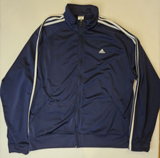 2005 ADIDAS ESSENTIALS 3 Stripes Tricot Navy Blue Track Suit Jacket Top Men's XL