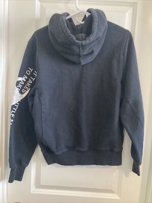 Champion 1919 Rare Men's Hoodie Pullover Thick Graphic Black Size