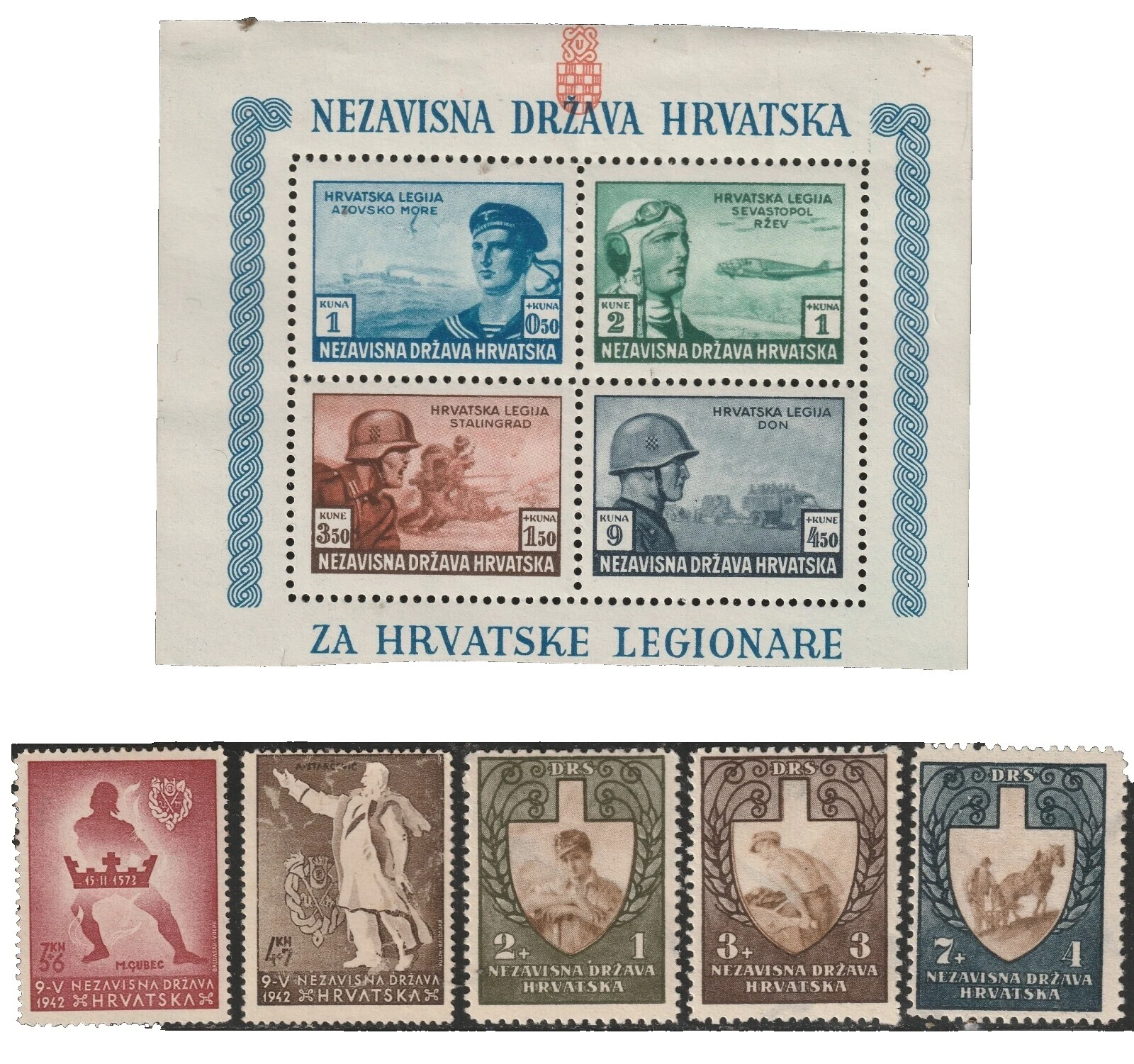 En excelente estado abisagrado Sellos semi Postal croata