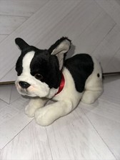 FAO Schwarz Plush French Bulldog Puppy Black White Stuffed Dog Animal 12  