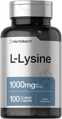 L-Lysine 1000mg ,100 Caplets, Free Form Dietary Supplement, Non-GMO, by Horbaach