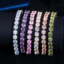 Silver Plated CZ Round 0.5 Carat Cubic Zircon Tennis Bracelet Jewelry for Women