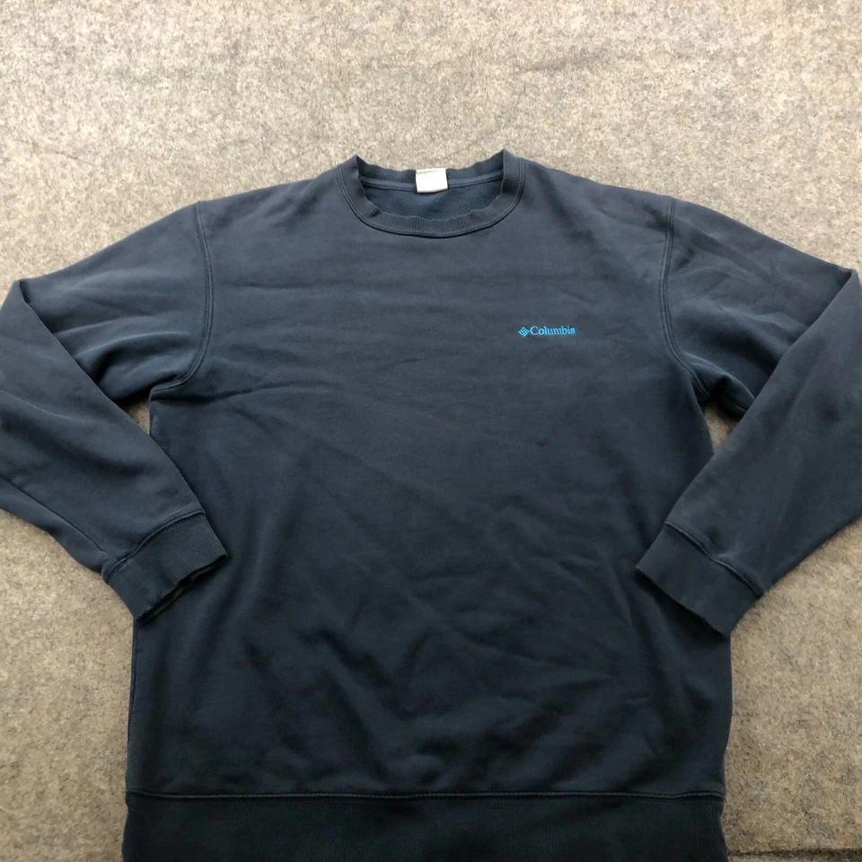 Columbia Sudadera Para Hombre Grande Azul Cuello Redondo Vellón Bordado Deletrear Senderismo Foto 2 de 4