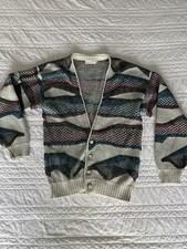 Vintage Cardigan Size L Sweater 80s 90s Bachrach Multicolor Made In USA Unisex