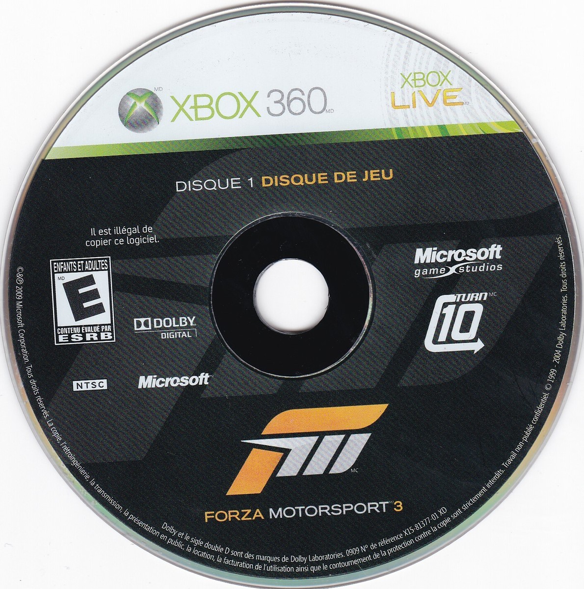 REPLACEMENT* Forza Motorsport 3 (Xbox 360, 2009) **DISC 1 ONLY