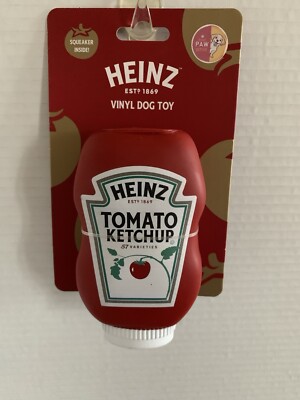 Dog Vinyl Chew Squeaker Toy ( HEINZ TOMATO KETCHUP )