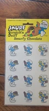 Vintage 1980s Scratch and Sniff Smurf Stickers smurfy chocolate