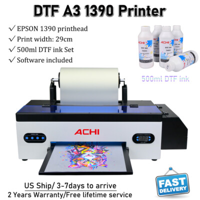 DTF A3 Printer Direct to Film Tshirt Flatbed Heat Transfer EPSON1390 Printer US