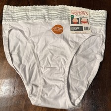 Warners Cotten Lace Hi Cut Brief. Size L/7. White. New With Tags