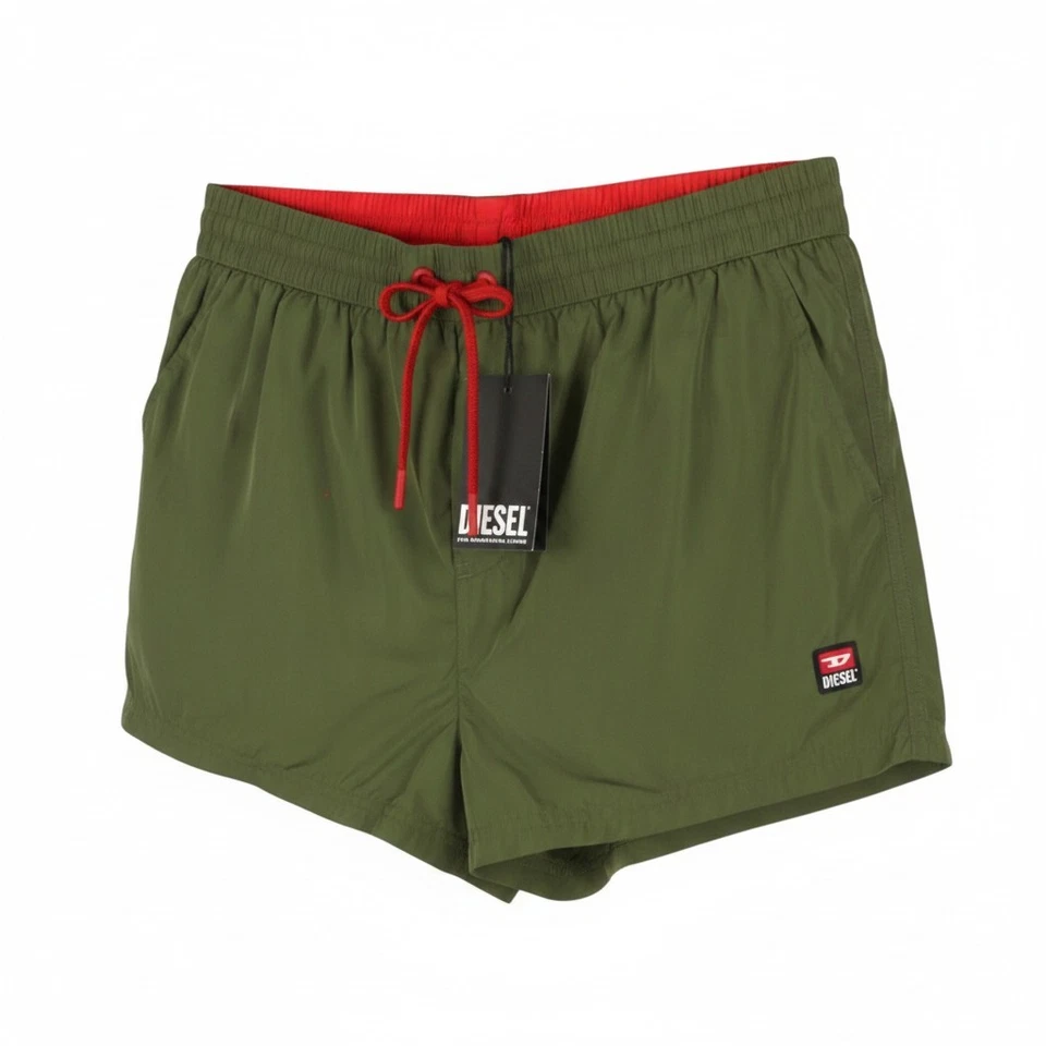 Diesel Maillot De Bain Homme BMBX-Mike-Patch Maille À Cordon XL Kaki - Photo 1/4