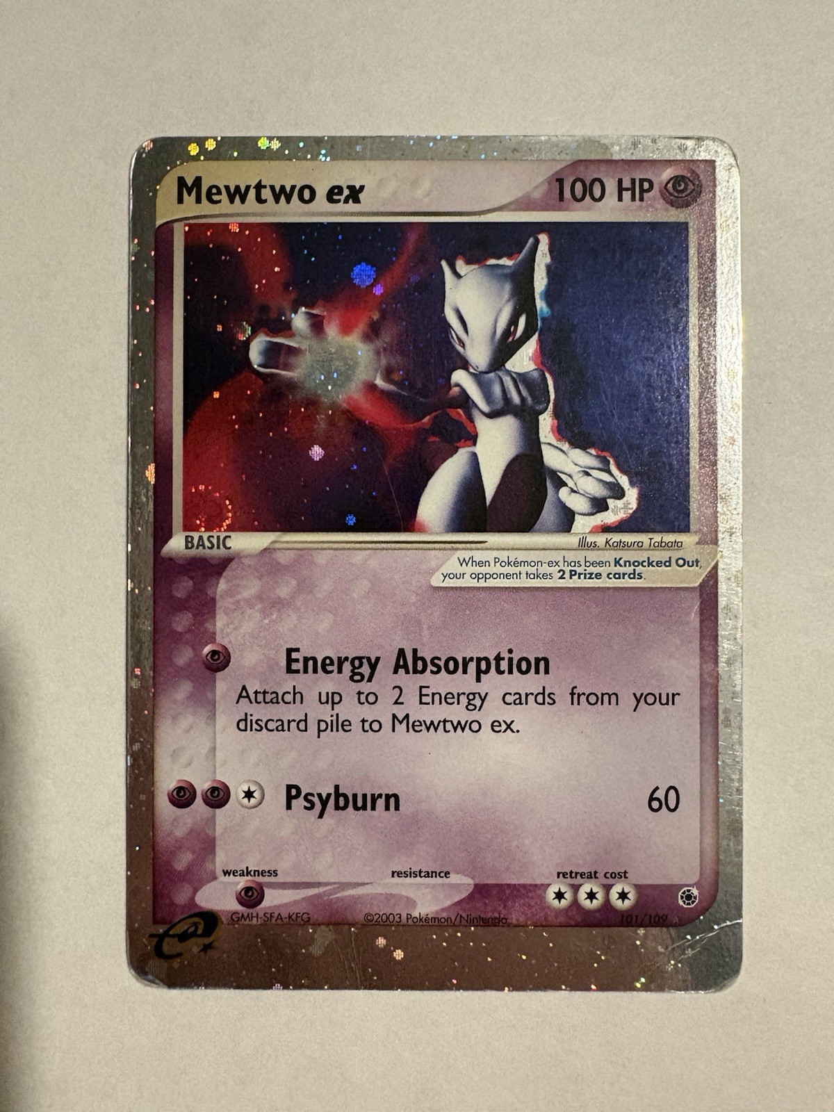 Pokémon Mewtwo EX TCG Ruby and Sapphire Holo Ultra Rare Card 101/109 MP