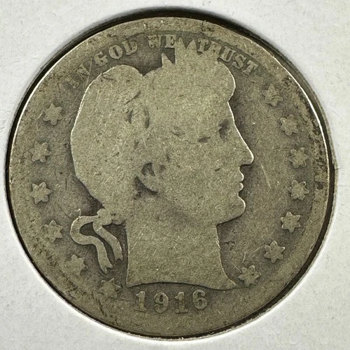 1916-D 25C Barber Quarter, Contains 0.1808oz of SILVER (87485)
