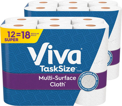 Multi-Surface Cloth Paper Towels, Task Size - 12 Super Rolls (2 Packs of 6) - 81
