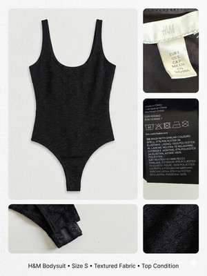 H&M Bodysuit Schwarz   Strukturierter Stoff   Größe S   Top Zustand