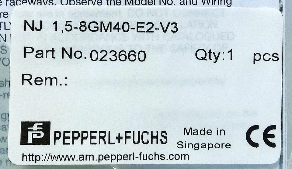 Pepperl Fuchs NJ1,5-8GM40-E2-V3 023660 10-30 V DC Inductive Proximity Sensor - Image 3 of 3