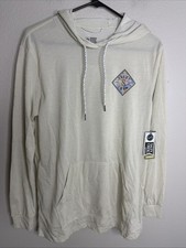 Salty Crew Hooded Long Sleeve Shirt Men s Small UPF 40 Beige Pocket Graphic NWT