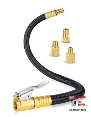 12'' Tire Inflator Extension Tube, Tire Pump Chuck Hose Adapter w/Presta Valve