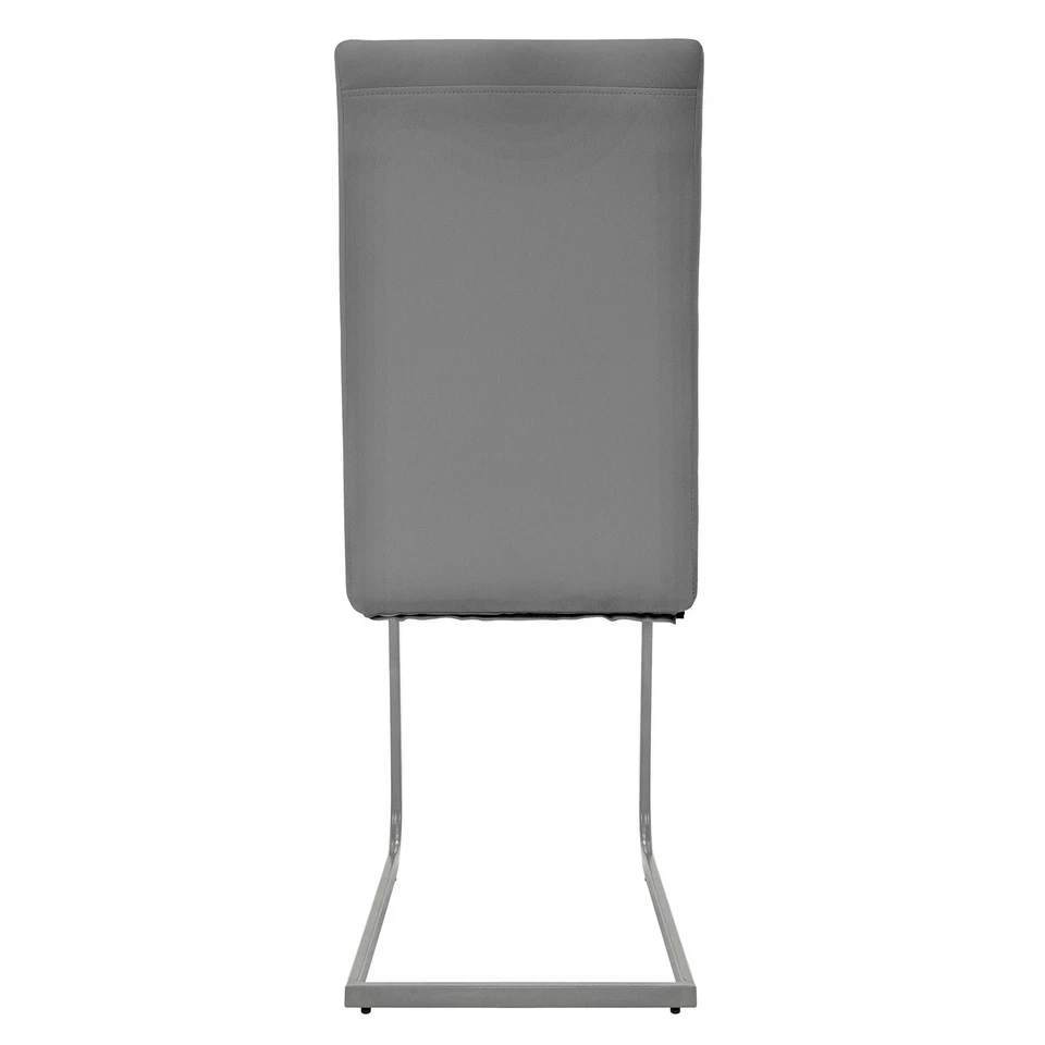 4x Chaises cantilever gris en simili rembourré ergonomique pour salle à manger - Photo 4/4