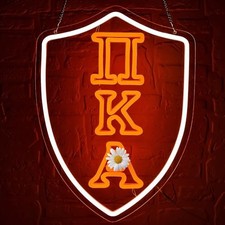 Pi Kappa Fraternity Neon Sign for Wall Decor Dimmable Greek Letters LED Orange