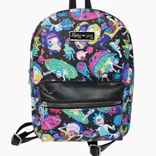 Rick & Morty Mini Backpack Bioworld Black Novelty Print Cartoon Bag New