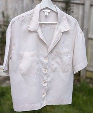 H&M luxury safari Desert Minimalist  Women's Linen Shirt Utility Boxy Cropped M