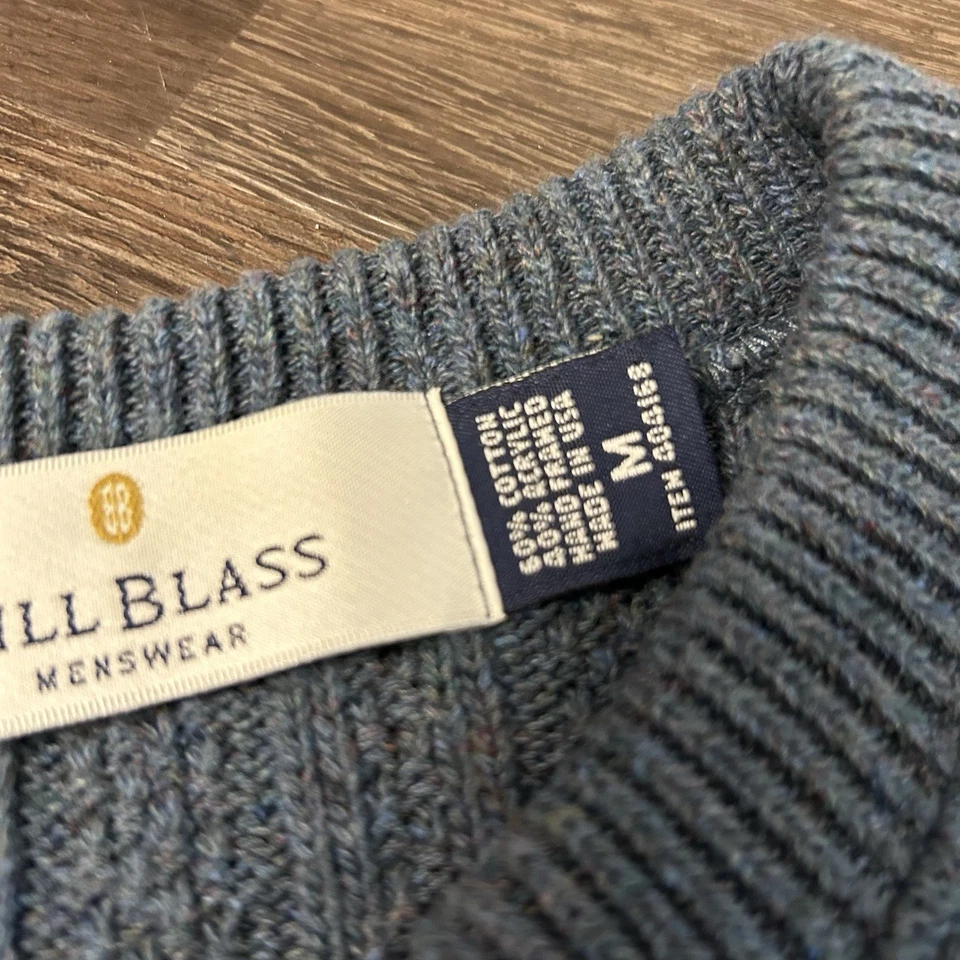 Suéter masculino vintage Bill Bass tamanho M gola redonda pai retrô feito nos EUA malha Henley - Imagem 4 de 4