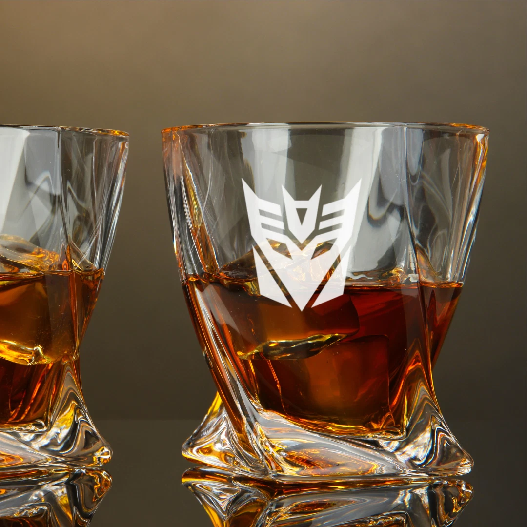 Engraved Transformers Decepticon Whiskey Glass  – Twisted Rocks Glass