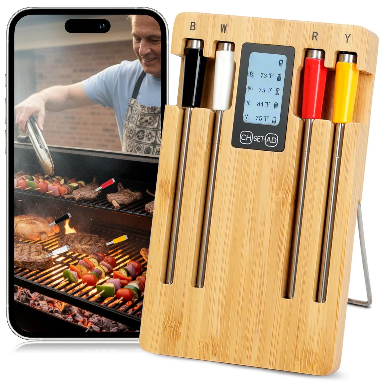 Wireless Smart Meat Thermometer with 4 Probes, Ultra-Long Range Bluetooth 5.4...
Opens in a new wind
