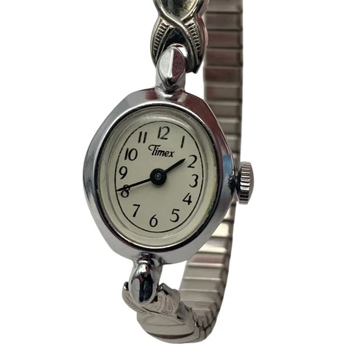 VTG Timex Mechanical Wind Up Petite Women's Watch 17mm Expandable Band - Works
