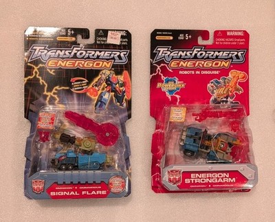 2 New figures! Transformers Energon -Signal Flare & Strongarm (2003/2004) sealed