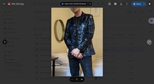 Men's Blue Black Metallic Brocade Floral Jacquard Blazer Jacket Unbranded