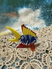 Murano Style Art Glass Fish Figurine Hand Blown Yellow Red Blue Tropical