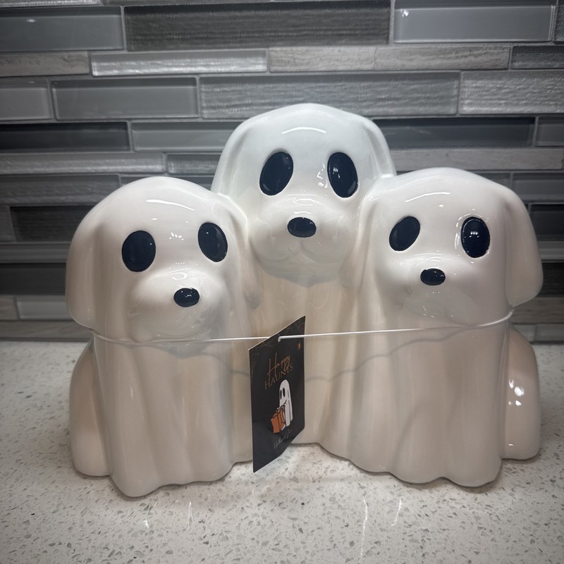 New Burlington Halloween Trio Of Ghost Dogs Ceramic Three (3) Dog Figurine