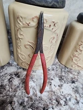 Vintage Utica 31-8 Duck Bill Flat Nose Pliers USA 8 Inch Red Handle 