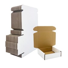 50-Pack 5x5x1.5 White Shipping Boxes Small Corrugated Mailer Bulk