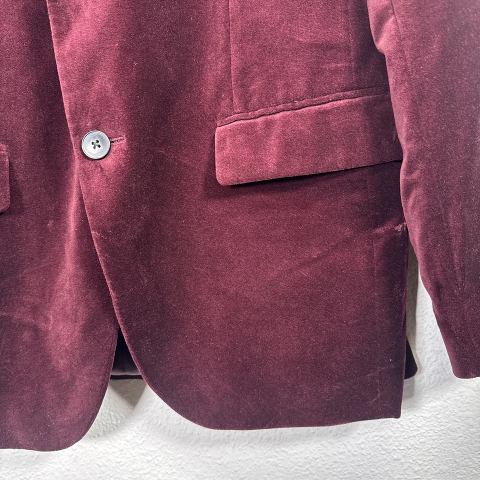 J. Ferrar Evening Ed. Chaqueta Blazer Merlot Terciopelo Para Hombre Calce Ajustado 42R Borgoña Foto 3 de 4