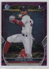 2023 Bowman Chrome Prospects Fuchsia Lunar Crater Refractor Fraymi De Leon 0x4h