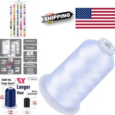 High Speed Rated 5500 Yards White Polyester Thread for Professional Embroidery