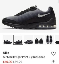 Image of Nike Air Max Invigor Print Kids Trainers Uk Size 3 Y GREY / BLACK BRAND NEW