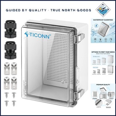 Waterproof Electrical Box 8.7x6.7x4.3 with Stainless Steel Brackets and Glands