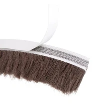 Brush Weather Stripping Adhesive Felt Door Seal Strip Pile 197" x 0.9" Brown