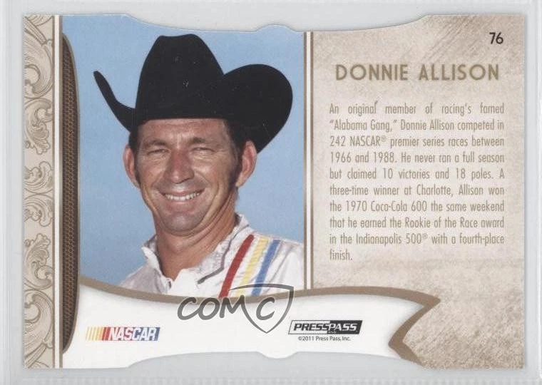 2011 Press Pass Fanfare Legends Holofoil Die-Cut Donnie Allison #76 HOF - Image 2 of 2