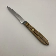Vtg Robinson Paring Knife Peeler 3” Blade Stainless Steel Wood Handle USA 6.75”