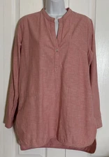 Gap Rose Pink Henley Cotton Long Sleeve Tunic Top Women’s Medium