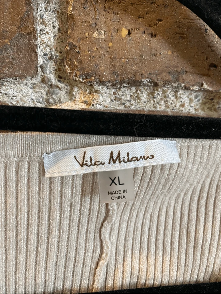 Blusa elástica plisada sin mangas blanca/beige Vila Milano para mujer talla XL Foto 3 de 4