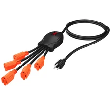 1 to 5 Outlet Power Squid Y Splitter 3 Ft Extension Cord with On/Off Switch, ...