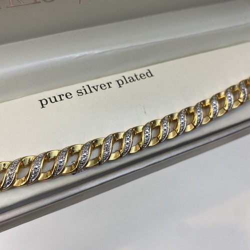 Vintage Sparkle Allure Pure Silver Plated Diamond Accent Tennis Bracelet 7" Long - Picture 8 of 8