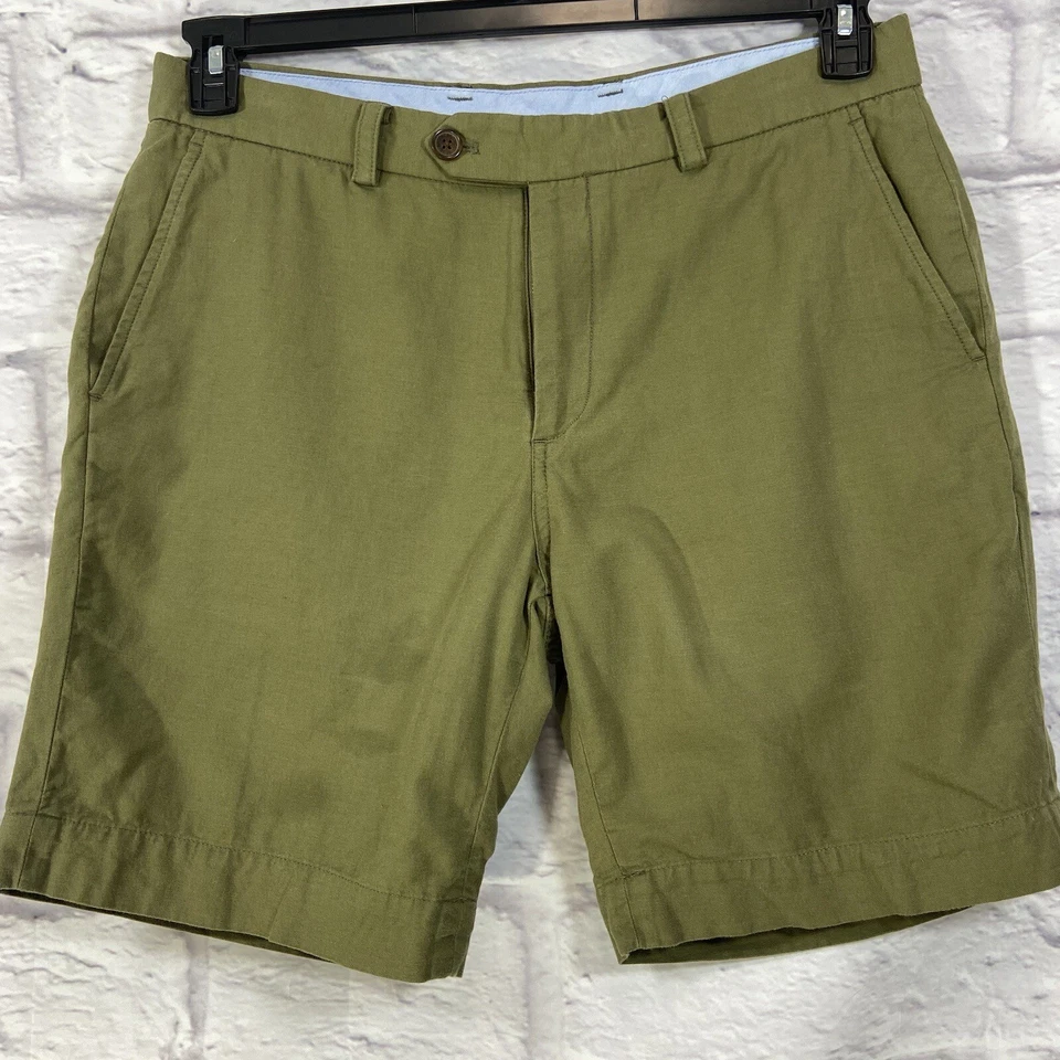 Pantalones Cortos Brooks Brothers Para Hombre 34 Verde Oliva Chino Frente Plano Mezcla de Lino Foto 2 de 4